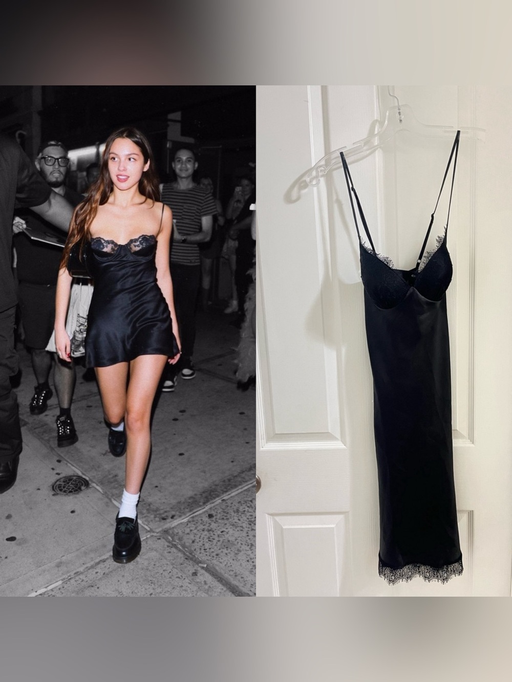 Black Lace-Trim Satin Slip Dress - Women Intimates
